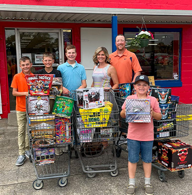 Family with Fireworks